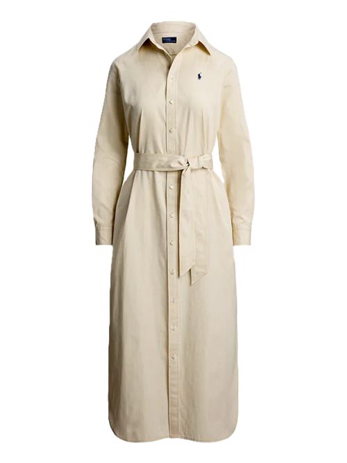Polo Ralph Lauren woven-shirt day dress Polo Ralph Lauren | 211-A96362-002POLO TAN- WHITE
